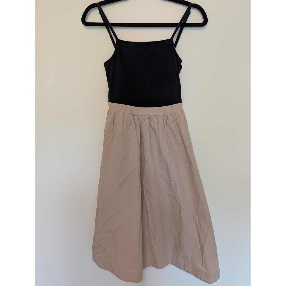 Maeve Anthropologie Colorblock Ribbed Poplin Midi Dress Womens S Black Tan Cami